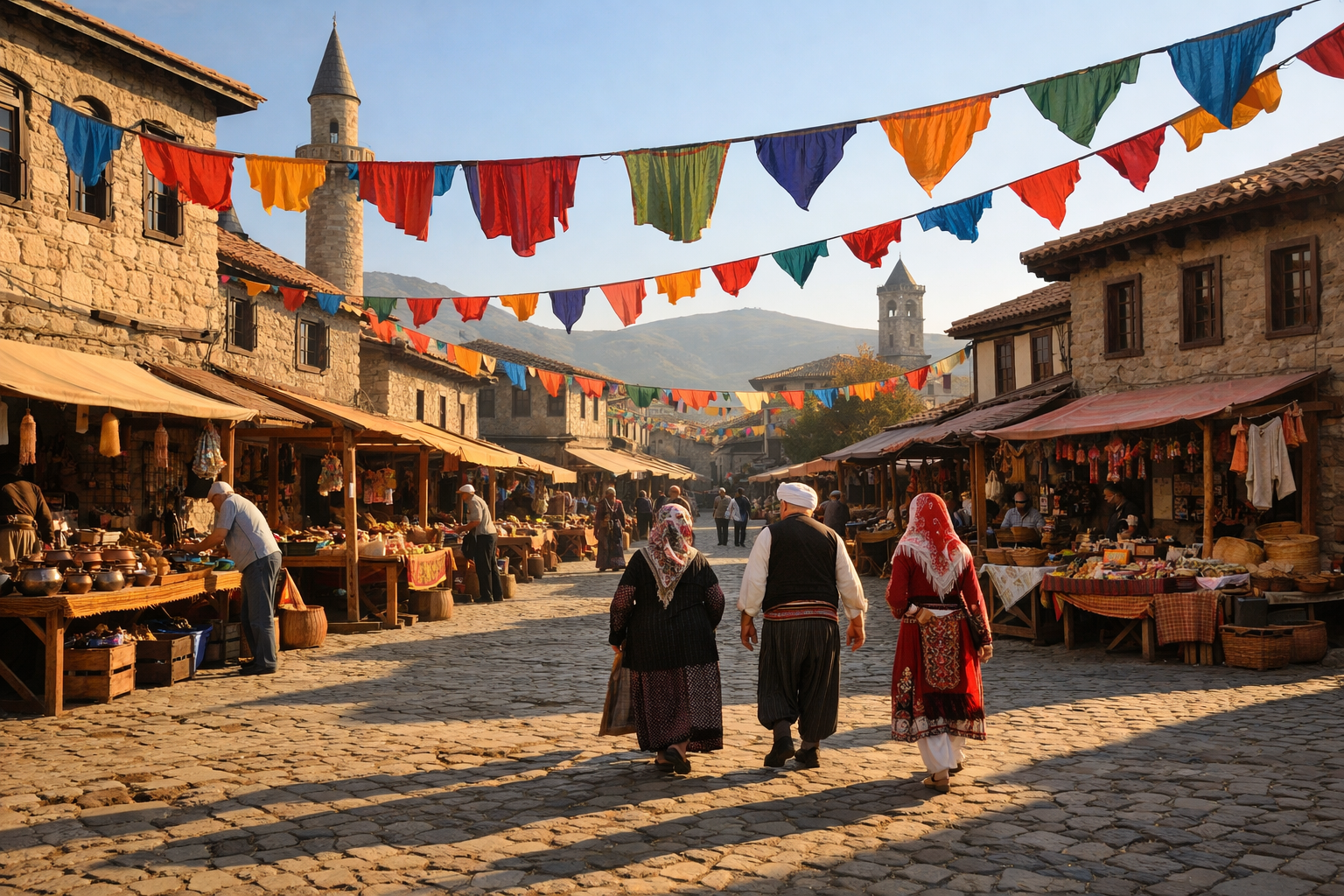 Anadolu kasabasinda senlik meydani gorunumu